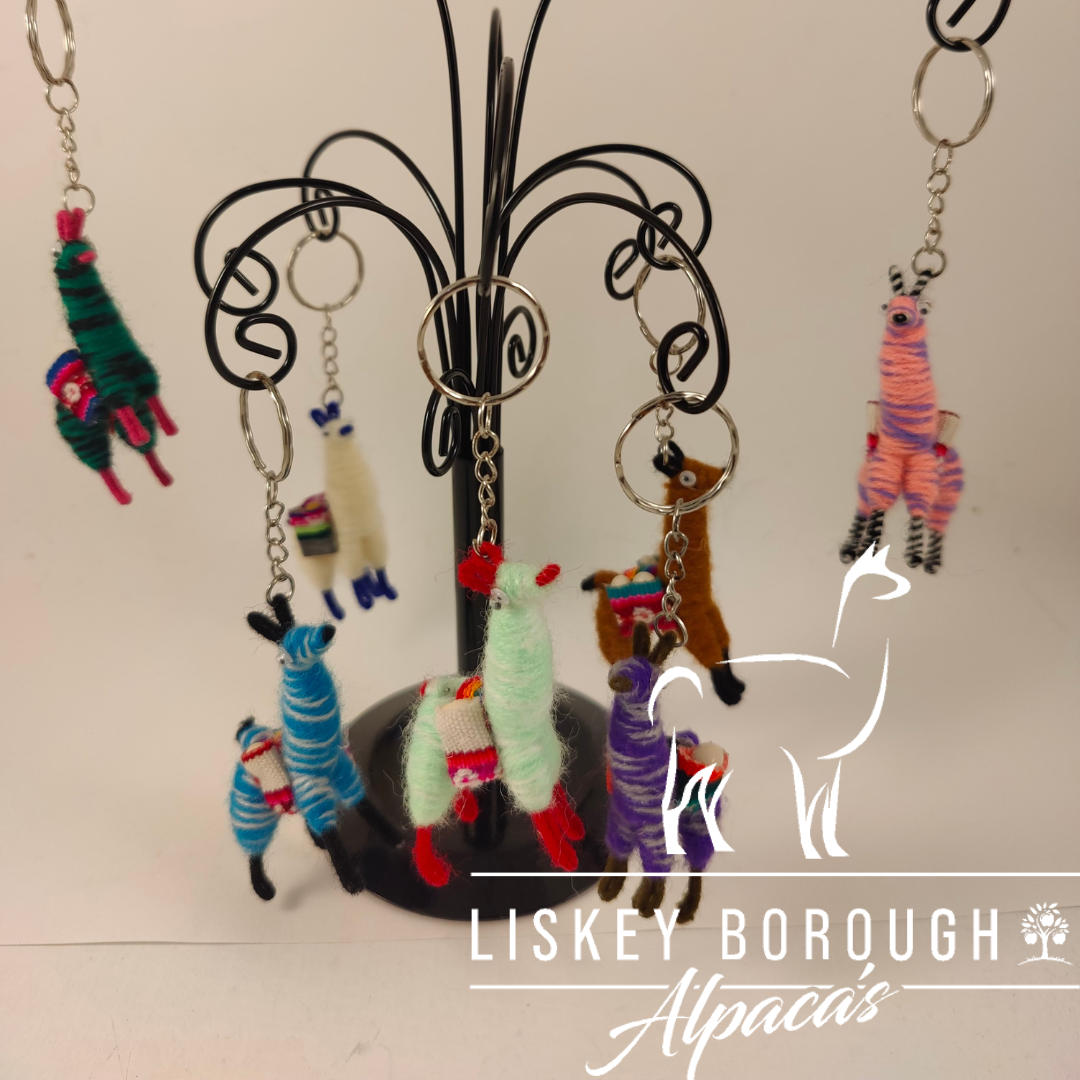 Handcrafted Alpaca Wool Keyring | Miniature Artisan Decoration | Made in Peru | Various Colours